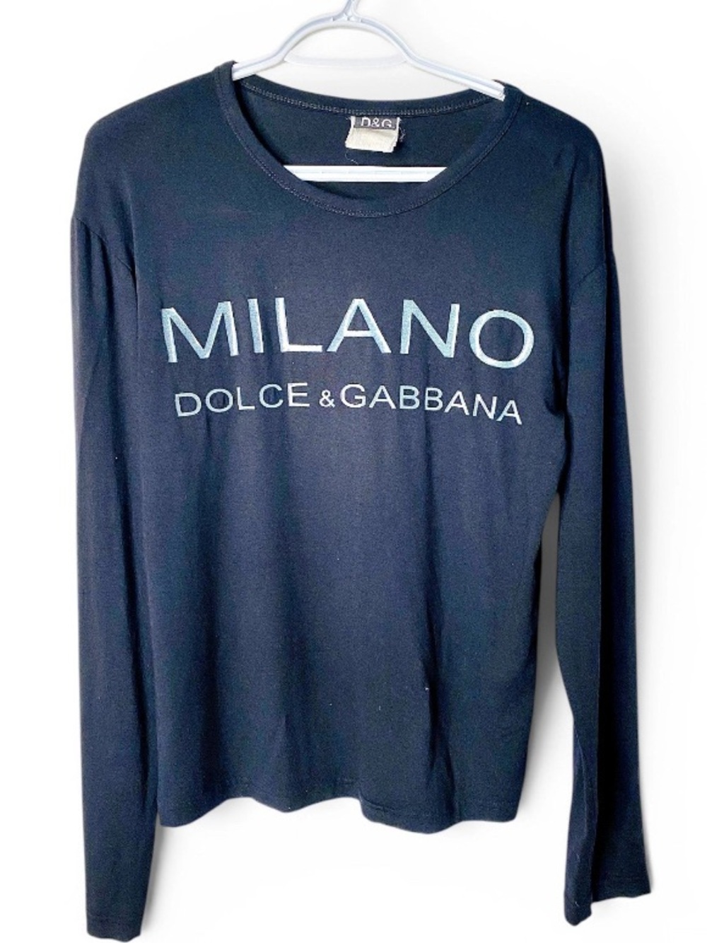 ποΈDolce & Gabbana Authentic Black 'Milano' Long Sleeve Cotton Tee